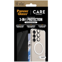 PanzerGlass Flagship 3-in-1 Privacy Set transparent/weiß, Samsung Galaxy S25+, QI-kompatibel, EasyAligner