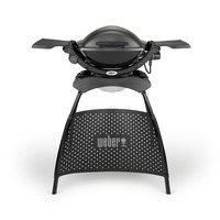 Weber Elektrogrill Q 1400 mit Stand, Dark Grey schwarz/grau, 2.200 Watt, mit Seitentischen