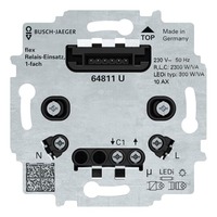 Busch-Jaeger Relais-Einsatz flex Typ 64811 U, 3-Leiter-Anschlusstechnik, Unterputzmontage schwarz (glänzend), Retail