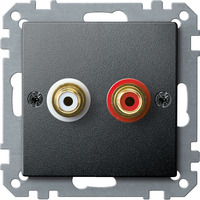 Merten Steckdose mit zwei Chinch-Steckbuchsen für Audio Anschluss anthrazit, Retail