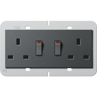 Gira Doppelsteckdose British Standard 13 Ampere geschaltet mit Shutter anthrazit, Retail