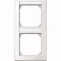 Merten Rahmen 2-fach mit Beschriftungsträger, glänzend, Thermoplast, 80,5 x 151,7 x 10,1 mm weiß (glänzend), Retail