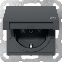 Gira Schutzkontakt-Steckdose Typ F 16 Ampere 250 Volt mit Klappdeckel System 55 anthrazit, Retail