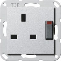 Gira Steckdose British Standard geschaltet mit Schraubklemmen nur für Schraubbefestigung aluminium, Retail