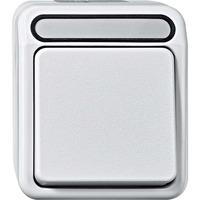 Merten Taster Schließer einpolig mit Wippe, Aufputz, Schutzart IP44, 250 Volt, 10 Ampere weiß, Retail