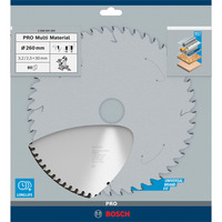 Bosch Professional PRO Multi Material Kreissägeblatt, Ø 260mm, 80Z Bohrung 30mm, für Kapp- & Gehrungssägen