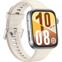 Huawei Watch Fit 4 (Seiya-B19F), Smartwatch silber, weißes Fluorelastomer-Armband