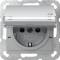 Gira Steckdose Schutzkontakt mit Klappdeckel und erhöhtem Berührungsschutz aluminium, Retail