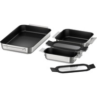 Siemens Pro Induction Flex Pfannen-Set HZ9FF040, 4-teilig edelstahl/schwarz, 1x groß, 1x medium, 2x klein mit Glasdeckel