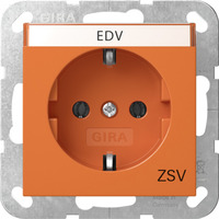 Gira Schutzkontaktsteckdose Typ F 16 Ampere 250 Volt mit Beschriftungsfeld orange, Retail