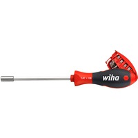 Wiha Schraubendreher 1/4", mit Bit-Magazin, magnetisch schwarz/rot, mit 8 Bits