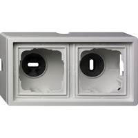 Gira Aufputzgehäuse 2-fach mit Abdeckrahmen glänzend weiß, Retail