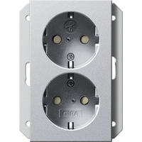 Gira Doppeldose Schutzkontakt Steckdose 2fach aluminium, Retail