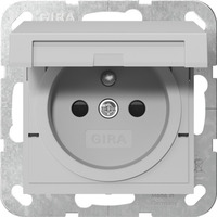 Gira Steckdose mit Erdungsstift Klappdeckel und erhöhtem Berührungsschutz grau, Retail
