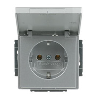 Busch-Jaeger Steckdosen-Einsatz mit Klappdeckel, Schutzkontaktsteckdose Typ F, 16 Ampere, 250 Volt aluminium, Retail