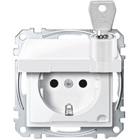 Merten Schutzkontakt-Steckdose mit Klappdeckel und erhöhtem Berührungsschutz, Typ MEG2315-0319 weiß (glänzend), Retail
