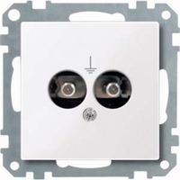 Merten Steckdosen Einsatz mit zwei einpoligen Einbausteckern nach DIN 42801 weiß, Retail