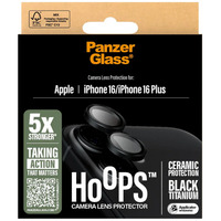 PanzerGlass Hoops Ceramic Kameraschutz, Schutzfolie schwarz, iPhone 16 / 16 Plus