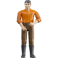 bruder 60007 Mann Figur mit heller Haut und Hose, Spielfigur braun