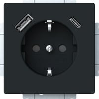 0 Schutzkontaktsteckdose mit USB-A und USB-C Anschluss schwarz, Retail