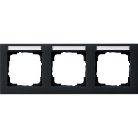 Gira Abdeckrahmen dreifach waagerecht mit Beschriftungsfeld, Abdeckung schwarz, Retail