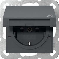Gira Schutzkontaktsteckdose Typ F 16 Ampere 250 Volt mit Klappdeckel und erhöhtem Berührungsschutz anthrazit, Retail