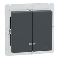 Merten Doppeltaster Wippe mit Kontrollfenster IP44 anthrazit, Retail