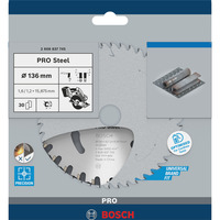 Bosch Professional PRO Steel cordless Kreissägeblatt, Ø 136mm, 30Z Bohrung 15,875mm, für Akku-Handkreissägen