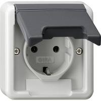 Gira Schutzkontaktsteckdose Typ F 16 Ampere 250 Volt mit Klappdeckel Gehäuseoberteil grau, Retail