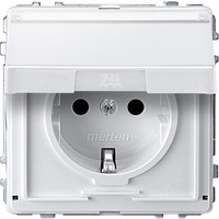 Merten Schutzkontakt-Steckdose mit Klappdeckel und Schriftfeld, Typ MEG2312-7219 weiß (glänzend), Retail