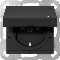 Gira Schutzkontaktsteckdose Typ F 16 Ampere 250 Volt mit Klappdeckel und Berührungsschutz schwarz (matt), Retail
