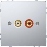 Merten Steckdose mit zwei Chinch-Steckbuchsen für Audio Anschluss edelstahl, Retail