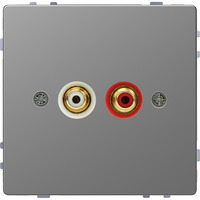 Merten Steckdose mit zwei Chinch-Steckbuchsen für Audio Anschluss edelstahl, Retail