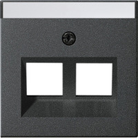 Gira Abdeckung mit 30 Grad Schrägauslass und Beschriftungsfeld für Tragring Modular Jack 2fach anthrazit, Retail