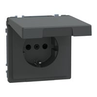 Merten Schutzkontakt-Steckdose mit Klappdeckel und erhöhtem Berührungsschutz, Unterputz, 16 Ampere anthrazit, Retail