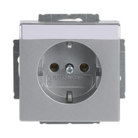 Busch-Jaeger Steckdosen Einsatz mit Beschriftungsfeld 2 Pol plus Erde 16 Ampere aluminium, Retail