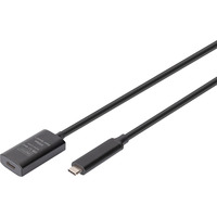 Digitus Aktives USB 3.2 Gen 2 Verlängerungskabel, USB-C Stecker > USB-C Buchse schwarz, 5 Meter, Repeater Kabel
