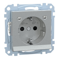 Merten Schutzkontakt-Steckdose mit Lichtauslösung und LED-Beleuchtung, Typ MEG2304-0460 aluminium, Retail