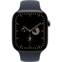 Apple Watch Series 12, Smartwatch Titan Natur, 46 mm, Sportarmband Navyblau, M/L, Cellular