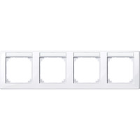 Merten Rahmen vierfach mit Beschriftungsträger, Typ 471425, Abdeckrahmen, glänzend, antibakteriell weiß (glänzend), Retail