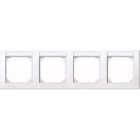 Merten Rahmen vierfach mit Beschriftungsträger, Typ 471425, Abdeckrahmen, glänzend, antibakteriell weiß (glänzend), Retail