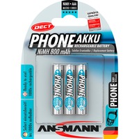 Ansmann 800mAh DECT, Akku silber, 3x AAA (Micro)