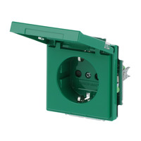 Busch-Jaeger Schutzkontakt-Steckdose Einsatz Typ F mit Klappdeckel und erhöhtem Berührungsschutz grün, Retail