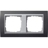 Gira Abdeckrahmen zweifach mit Zwischenrahmen Farbe Aluminium anthrazit, Retail