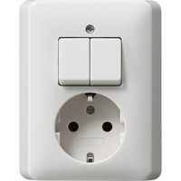 Gira Schutzkontakt Serienschalter Wippschalter Steckdose weiß, Retail