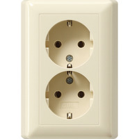 Gira Schutzkontakt-Doppelsteckdose mit Vollplatte für Gerätedose kompakt weiß, Retail