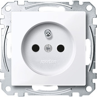 Merten Steckdose mit erhöhtem Berührungsschutz und Schraubklemmen weiß (glänzend), Retail