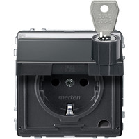 Merten Schutzkontaktsteckdose mit Klappdeckel und Schriftfeld Retail