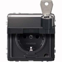 Merten Schutzkontaktsteckdose mit Klappdeckel und Schriftfeld Retail