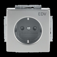 Busch-Jaeger Schutzkontakt Steckdose mit Aufdruck EDV 20 EUCKS DV 866 edelstahl, Retail